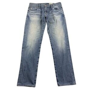 AG Adriano Goldschmied Jeans Men 32x32 Denim 360 Stretch Blue Straight Faded